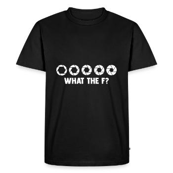 Photo photo-lentille photo caméraman - T-shirt Premium bio Homme - noir - Devant - Nico (187cm)