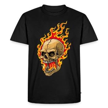 Crâne humain avec des flammes - T-shirt Premium bio Homme - noir - Devant - Nico (187cm)