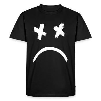 Sad Dead Smile Face - Men's Premium Organic T-Shirt - black - Front - Nico (187cm)