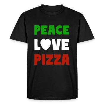 PEACE LOVE PIZZA - T-shirt Premium bio Homme - noir - Devant - Nico (187cm)