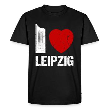 I love Leipzig Skyline Hochhaus Stadt Leipzig - Men's Premium Organic T-Shirt - black - Front - Nico (187cm)