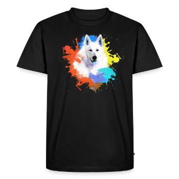 Chien de berger blanc blanc ,chien ,coloré,chien , - T-shirt Premium bio Homme - noir - Devant - Nico (187cm)