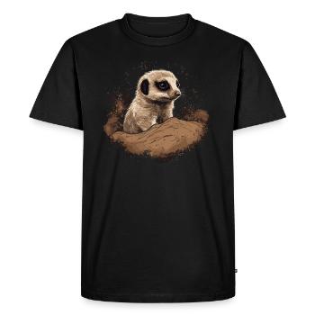 Suricate Bébé Mangouste Afrique - T-shirt Premium bio Homme - noir - Devant - Nico (187cm)