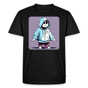 Cool ghost in hoodie - Men's Premium Organic T-Shirt - black - Front - Nico (187cm)