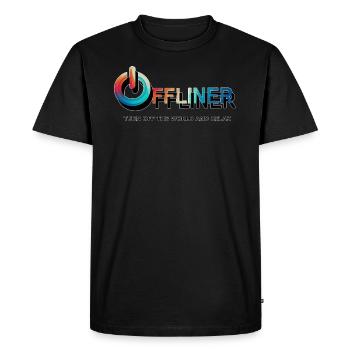 Turn Off - Men's Premium Organic T-Shirt - black - Front - Nico (187cm)