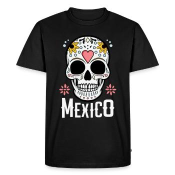 Crâne de sucre Mexique - T-shirt Premium bio Homme - noir - Devant - Nico (187cm)