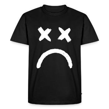 Smiley Yeux croisés Smiley triste - T-shirt Premium bio Homme - noir - Devant - Nico (187cm)