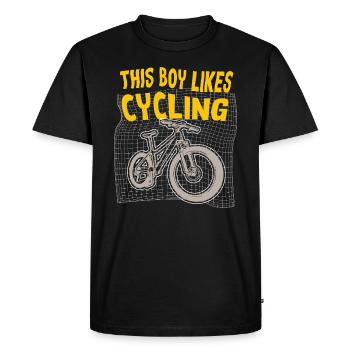 Boy Likes Cycling Cardio Bicycle Hobby Sports - Men's Premium Organic T-Shirt - black - Front - Nico (187cm)