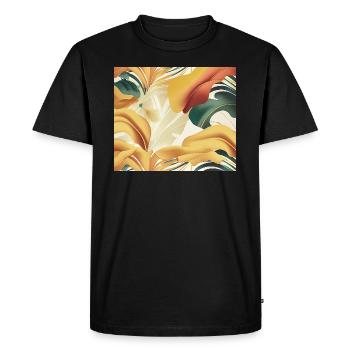 Tropical background yellow and green leaves- - Men's Premium Organic T-Shirt - black - Front - Nico (187cm)