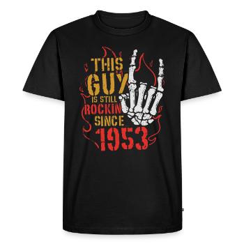 Ce gars est rock depuis l’anniversaire du millésime 1953 - T-shirt Premium bio Homme - noir - Devant - Nico (187cm)