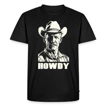 Cowboy Western Équitation Howdy - T-shirt Premium bio Homme - noir - Devant - Nico (187cm)