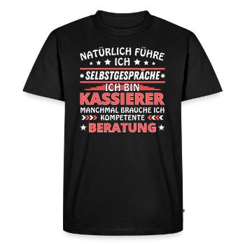 Je me parle à soi-même - Édition Caissier - T-shirt Premium bio Homme - noir - Devant - Nico (187cm)