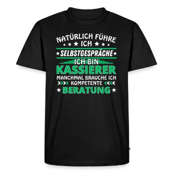 Je me parle à soi-même - Édition Caissier - T-shirt Premium bio Homme - noir - Devant - Nico (187cm)