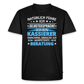 Je me parle - Édition Caissier - T-shirt Premium bio Homme - noir - Devant - Nico (187cm)