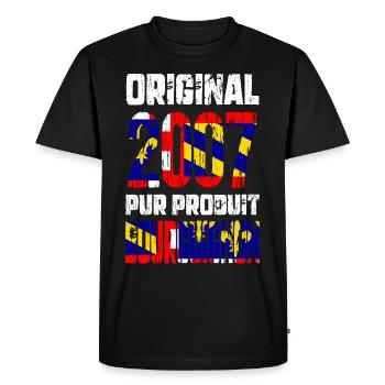 Anniversaire 18 ans - Original - 2007 Bourguignon - T-shirt Premium bio Homme - noir - Devant - Nico (187cm)