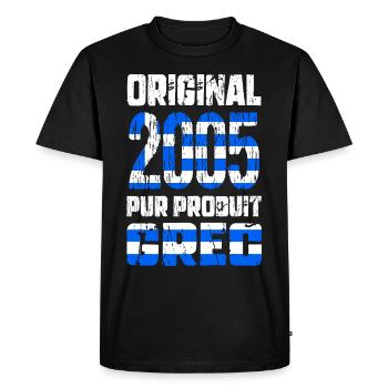 Anniversaire 20 ans - Original 2005 - Grec - T-shirt Premium bio Homme - noir - Devant - Nico (187cm)