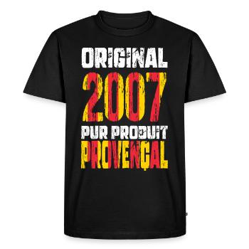 Anniversaire 18 ans - Original 2007 - Provençal - T-shirt Premium bio Homme - noir - Devant - Nico (187cm)