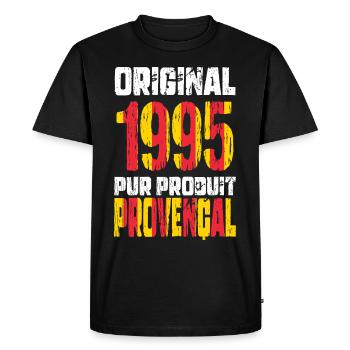 Anniversaire 30 ans - Original 1995 - Provençal - T-shirt Premium bio Homme - noir - Devant - Nico (187cm)