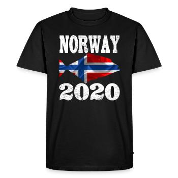 Angler Norway 2019 halibut fishing flag shirt - Men's Premium Organic T-Shirt - black - Front - Nico (187cm)