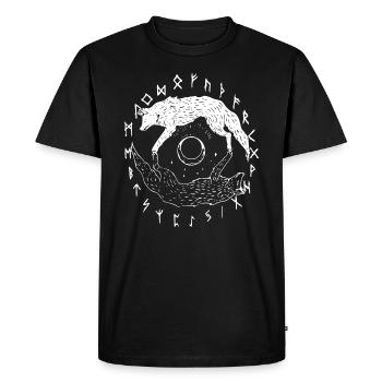 Wikinger Wölfe - Sköll und Hati - Runen Keltisch - Männer Premium Bio T-Shirt - Schwarz - Vorne - Nico (187cm)