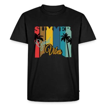 Summer Good Vibes avec des palmiers - T-shirt Premium bio Homme - noir - Devant - Nico (187cm)