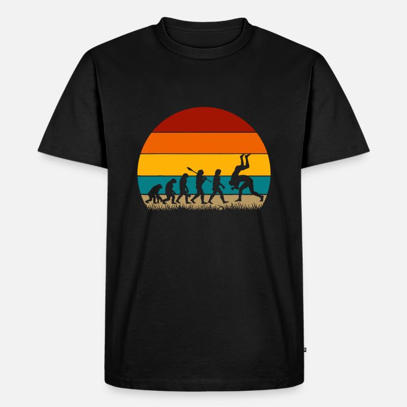 Retro Evolution Wrestling - Männer Premium Bio T-Shirt - Schwarz