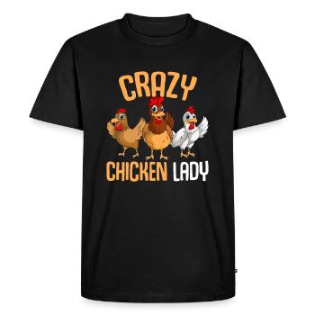 Crazy Chicken Lady Women Chicken - Men's Premium Organic T-Shirt - black - Front - Nico (187cm)