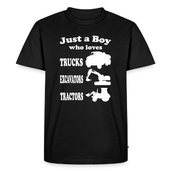 Just a Boy Who Loves Trucks - Men's Premium Organic T-Shirt - black - Front - Nico (187cm)
