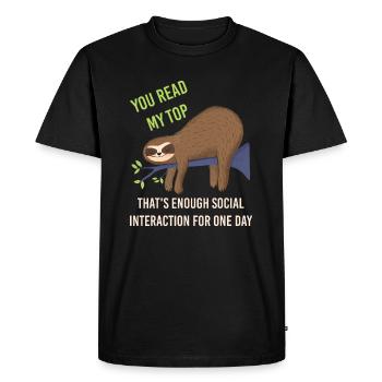 Vous avez lu mon top c’est assez d’interactions socialessi - T-shirt Premium bio Homme - noir - Devant - Nico (187cm)