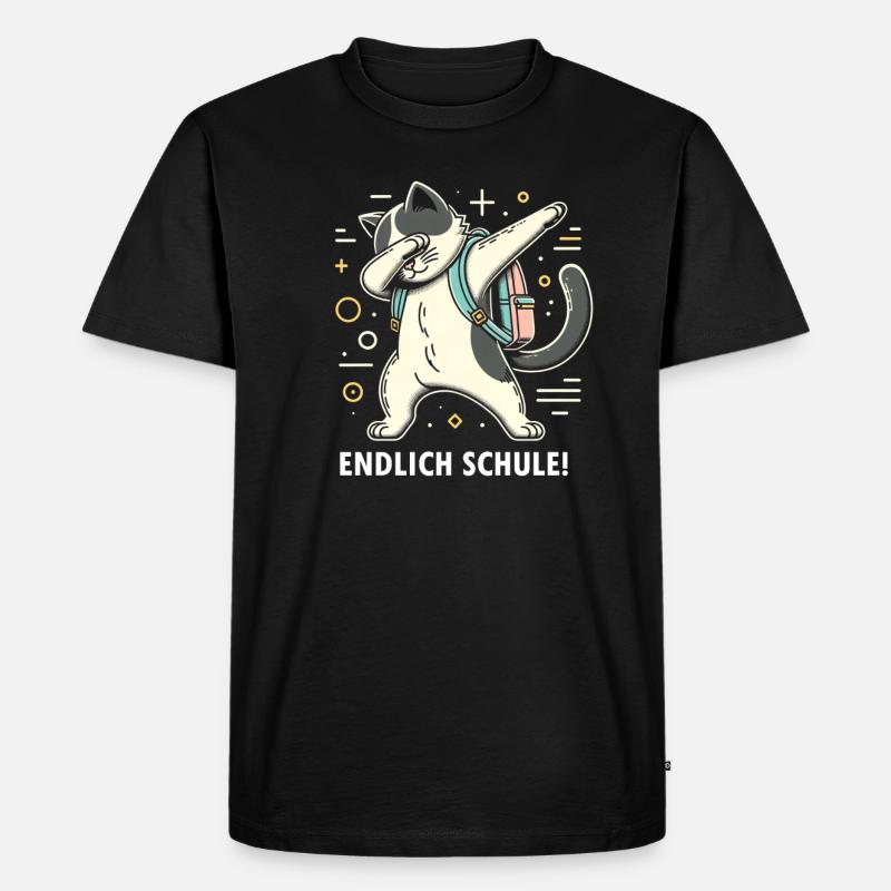 Schule Endlich Katze - Männer Premium Bio T-Shirt - Schwarz