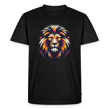 Lion polygonal - T-shirt Premium bio Homme - noir - Devant - Nico (187cm)