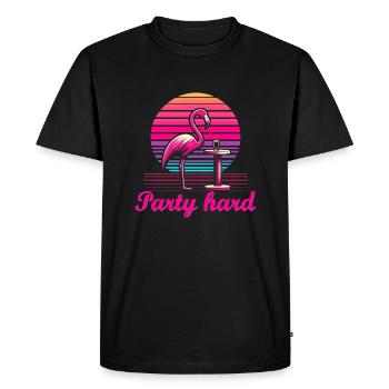 Flamingo Party Hard - Men's Premium Organic T-Shirt - black - Front - Nico (187cm)