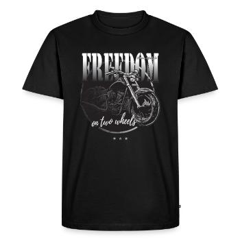 Liberté sur deux roues moto dessin à la craie - T-shirt Premium bio Homme - noir - Devant - Nico (187cm)