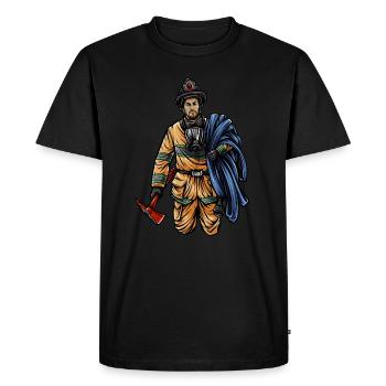 Firefighter Illustration - Firefighter Hero - Men's Premium Organic T-Shirt - black - Front - Nico (187cm)