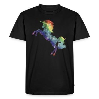 Licorne arc-en-ciel - T-shirt Premium bio Homme - noir - Devant - Nico (187cm)