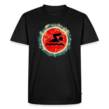 retro swimming sport - Men's Premium Organic T-Shirt - black - Front - Nico (187cm)