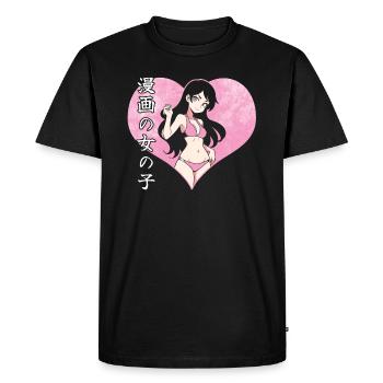 Manger Anime Fille En Bikini - T-shirt Premium bio Homme - noir - Devant - Nico (187cm)