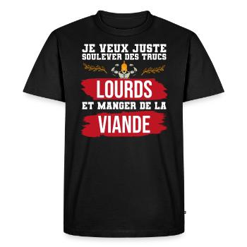 cadeau marrant viandard musclé homme fort - T-shirt Premium bio Homme - noir - Devant - Nico (187cm)