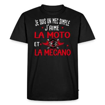 Moto, mécano. Cadeau homme mécanique motard - T-shirt Premium bio Homme - noir - Devant - Nico (187cm)