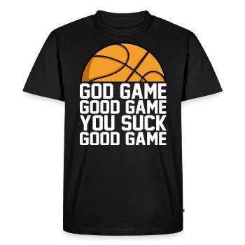 God Game Good Game You Suck Good Game Saying - Men's Premium Organic T-Shirt - black - Front - Nico (187cm)