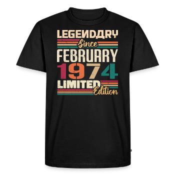 Février 1974 Cadeau d’anniversaire Février 1974 - T-shirt Premium bio Homme - noir - Devant - Nico (187cm)