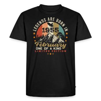 Né en février 1955 anniversaire blague rétro 1955 - T-shirt Premium bio Homme - noir - Devant - Nico (187cm)