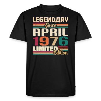 Les légendes sont nées en avril 1976 - 1976 - T-shirt Premium bio Homme - noir - Devant - Nico (187cm)
