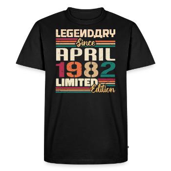 Les légendes naissent en avril 1982 - 1982 - T-shirt Premium bio Homme - noir - Devant - Nico (187cm)