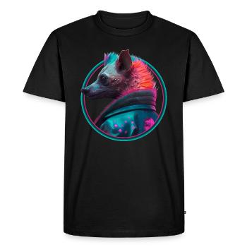 Hyène punk en veste en cuir - T-shirt Premium bio Homme - noir - Devant - Nico (187cm)