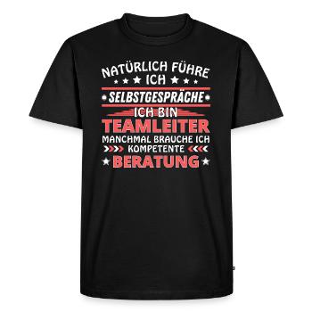 Je me parle à soi-même - Édition chef d’équipe - T-shirt Premium bio Homme - noir - Devant - Nico (187cm)