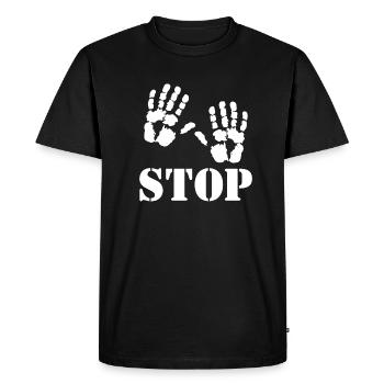 Stop - Empreintes de mains - T-shirt Premium bio Homme - noir - Devant - Nico (187cm)