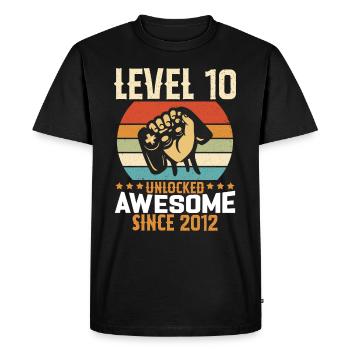 Level 10 Year Unlocked Gaming Birthday Gift - Men's Premium Organic T-Shirt - black - Front - Nico (187cm)