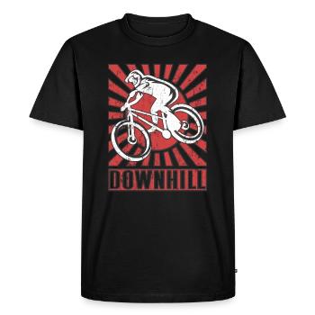 Vététistes de descente avec VTT - T-shirt Premium bio Homme - noir - Devant - Nico (187cm)