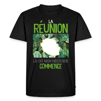 La Réunion Mon Histoire Mon Ile Cadeau Femme - T-shirt Premium bio Homme - noir - Devant - Nico (187cm)
